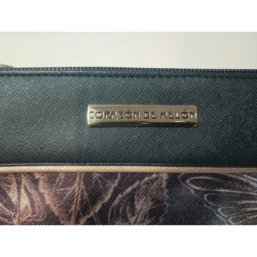 Corazón De Melón Hummingbird Makeup Bag Cosmetic Pouch Metallic Floral